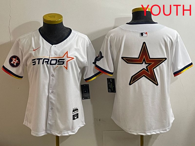 Youth Houston Astros Blank White three generations Joint Name Nike 2025 MLB Jersey style 13->youth mlb jersey->Youth Jersey
